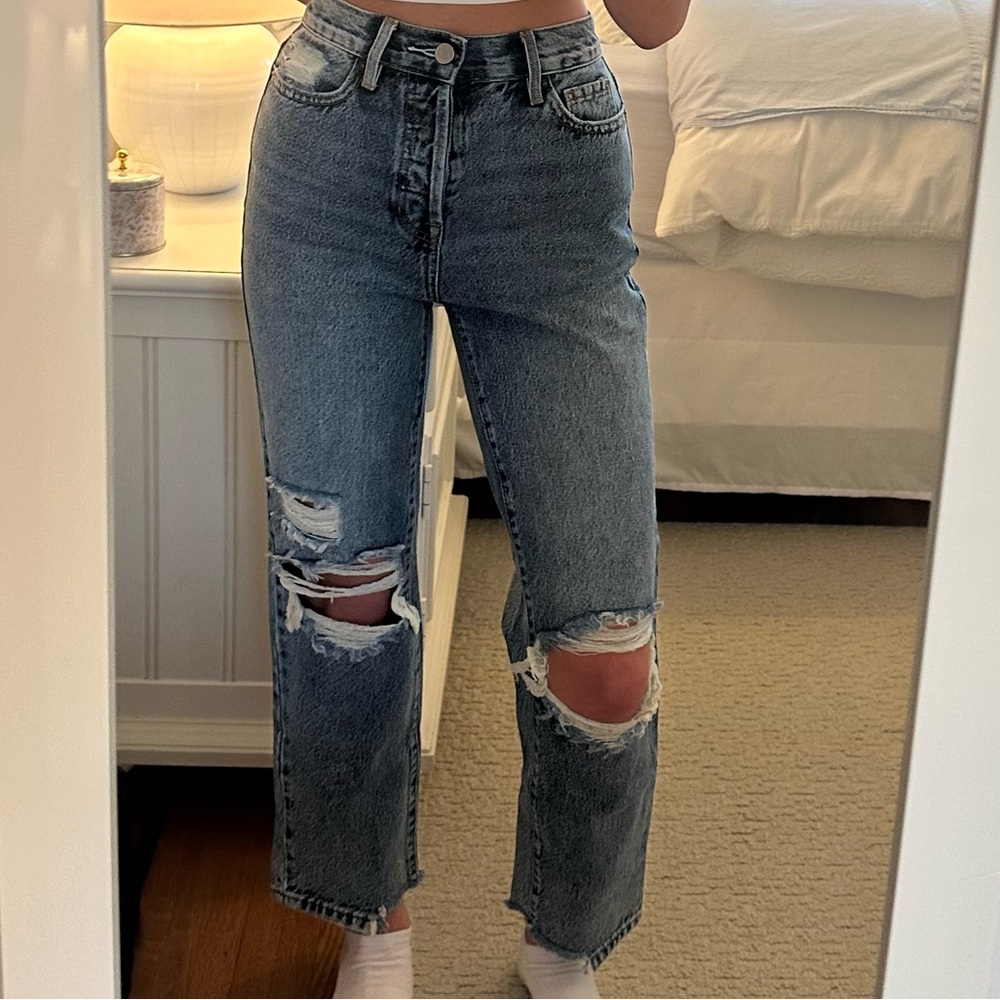 Pacsun Straight-Leg Distressed Blue Jeans